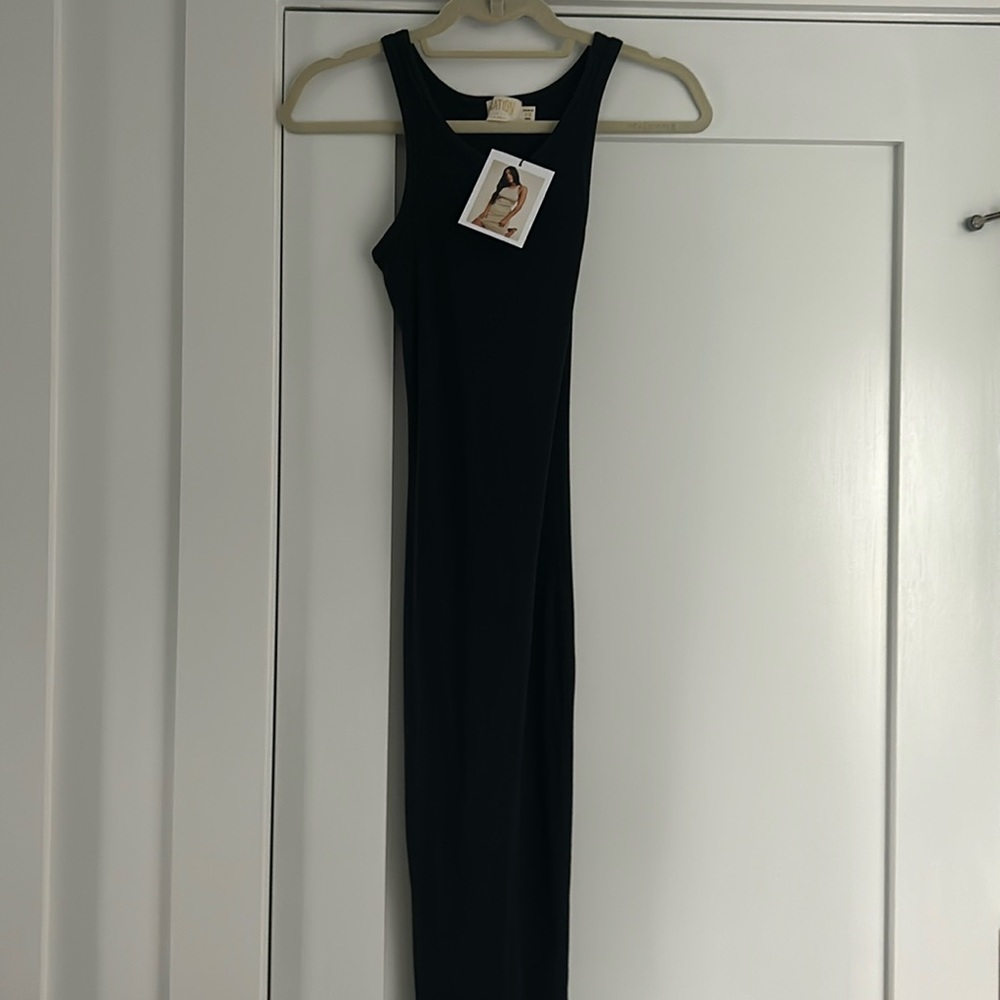 Nation ribbed cotton tank dress black XS (NWT)
